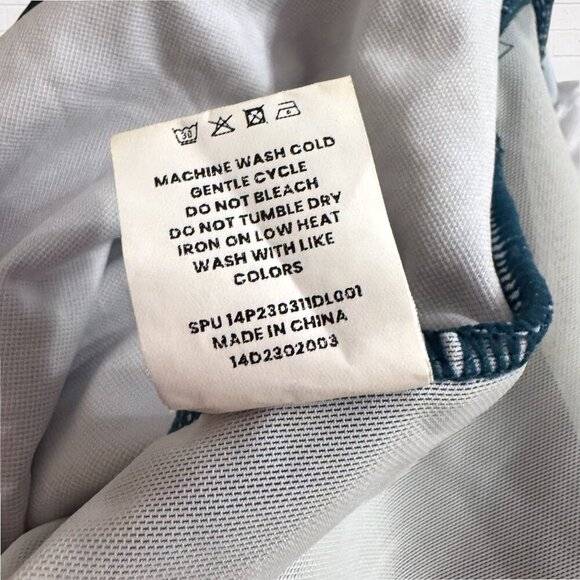 BLOOMCHIC Teal Ditsy Floral Patchwork Gathered Floral Swimsuit Swim Suit L 12 - Picture 3 of 8